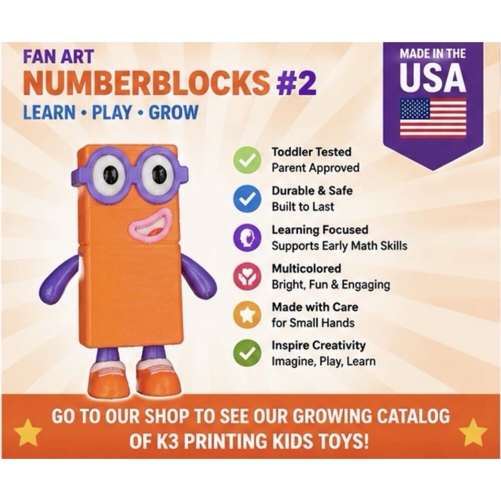 Number Blocks Fan Art Kids Toy #2 Toddler Tested USA Made